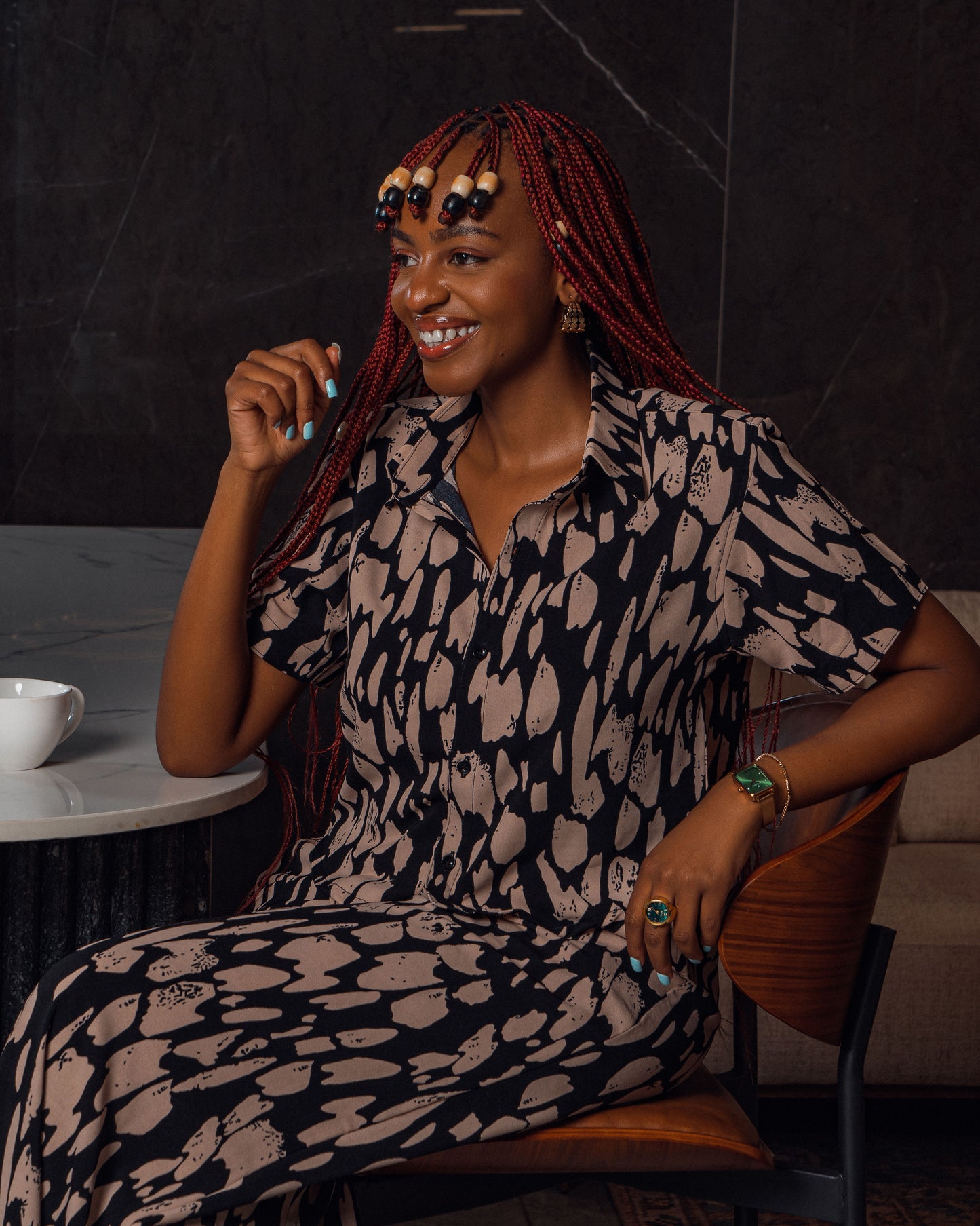 Rose-Splatter Cropped Shirt